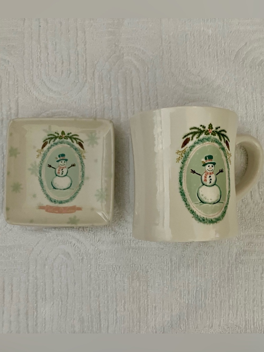Creative Co-Op Chad Barrett Warm Wishes Snowman Mug And Trinket Dish Set